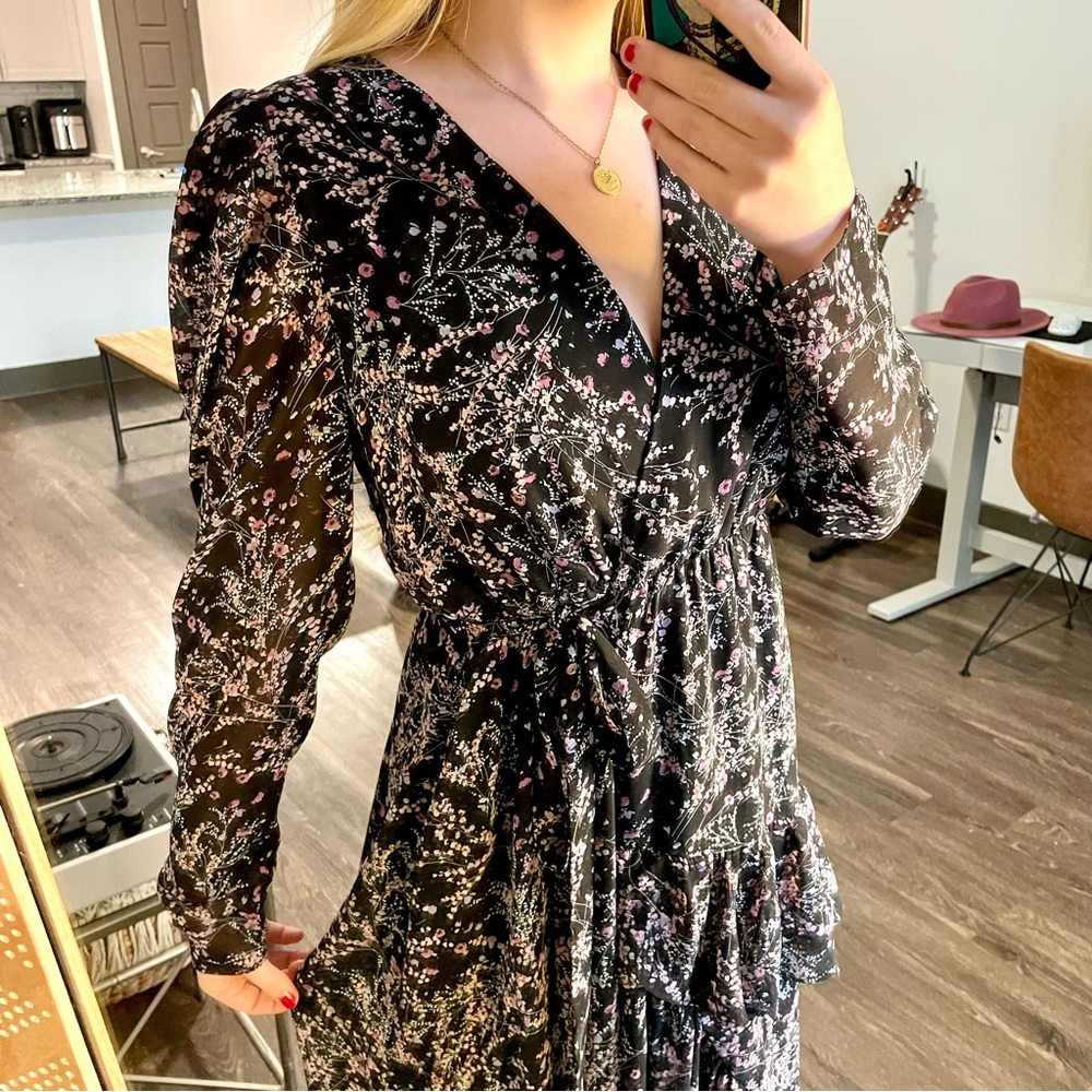 Anthropologie Lea & Viola Floral Wrap Midi Dress - Picture 3 of 8
